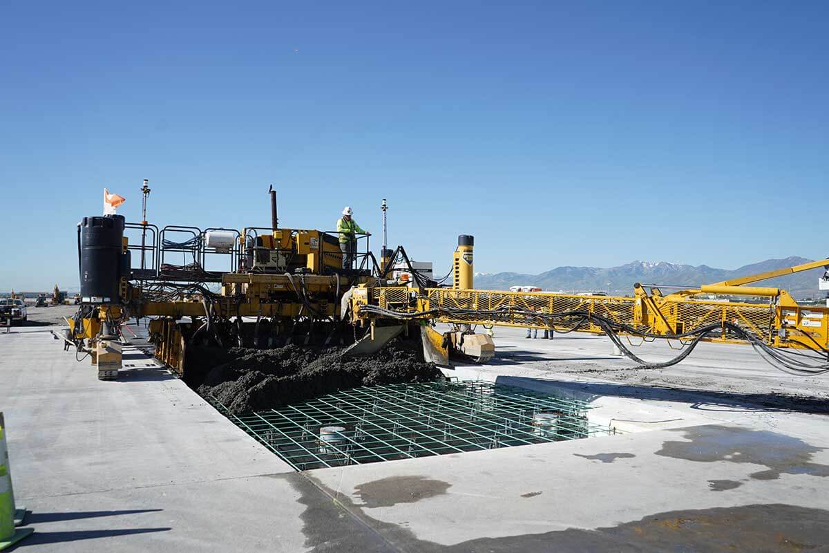 Salt Lake City International airport redevelopment ready mix concrete paving