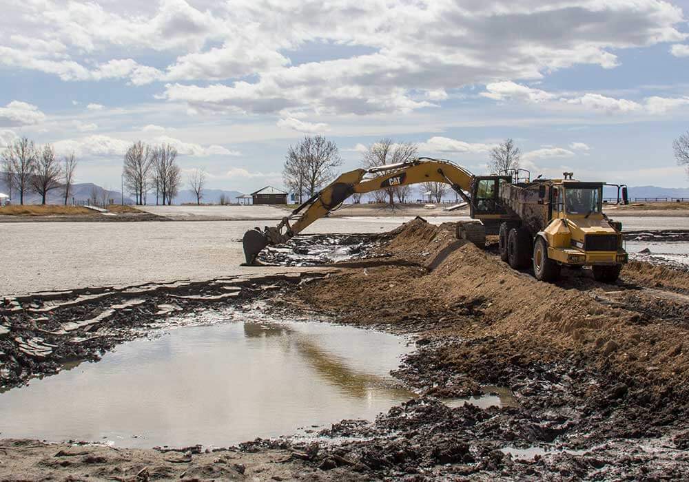 Dredging sediment from the Utah lake provo harbour